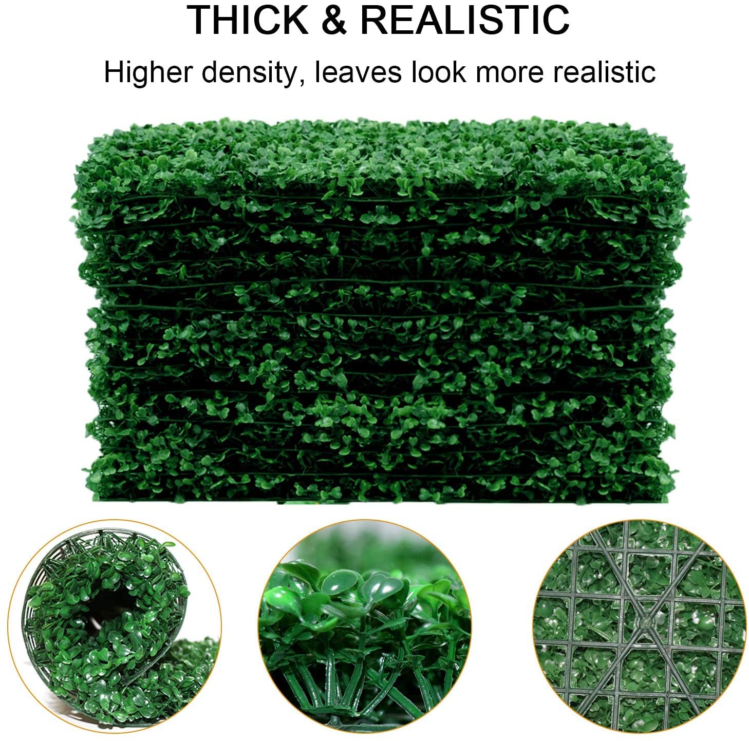 Artificial Boxwood Hedges Panels,Outdoor Topiary Hedge Plant,UV Protected Faux Grass Wall Greenery Mats 2