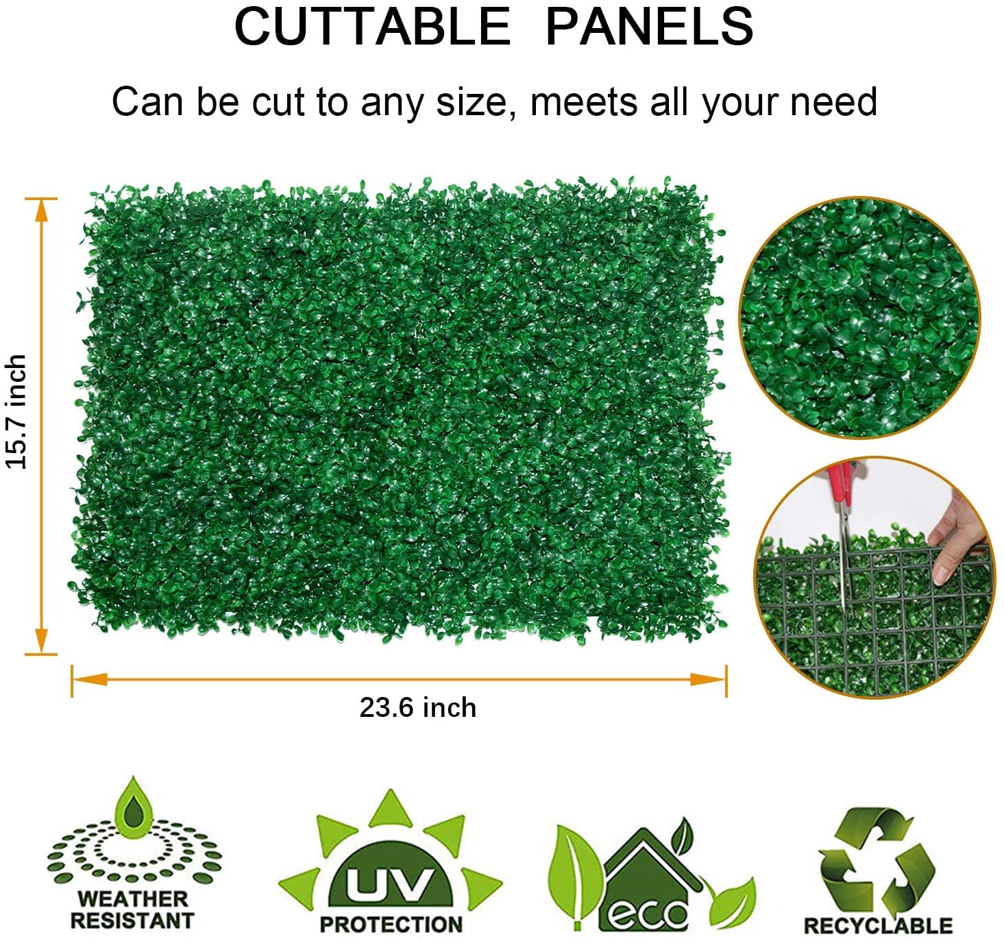 Artificial Boxwood Hedges Panels,Outdoor Topiary Hedge Plant,UV Protected Faux Grass Wall Greenery Mats 3