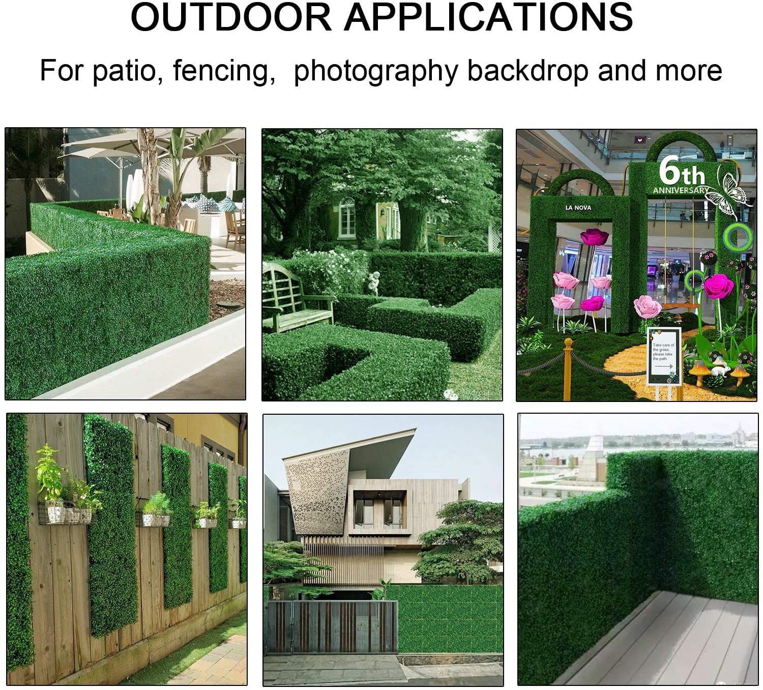 Artificial Boxwood Hedges Panels,Outdoor Topiary Hedge Plant,UV Protected Faux Grass Wall Greenery Mats 5