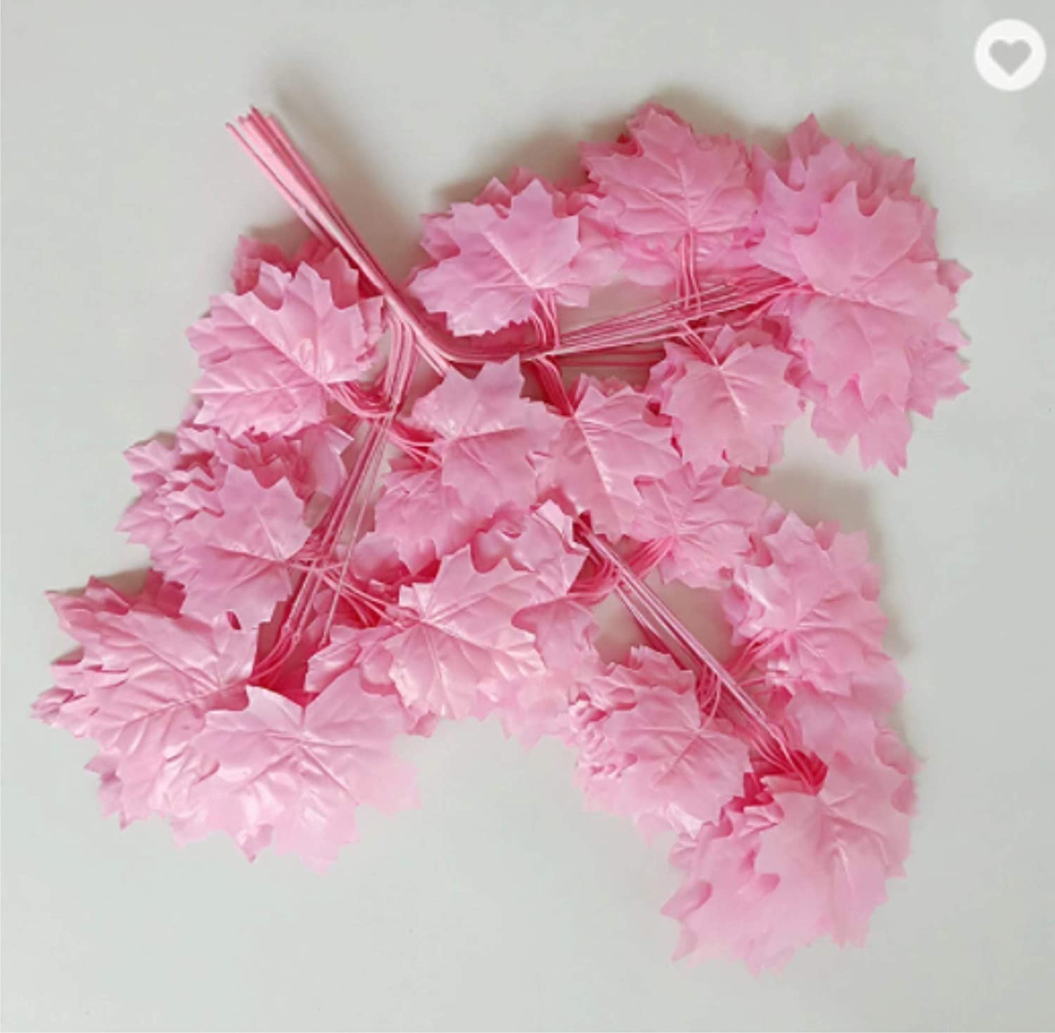 Artificial Maple Leaves Simulation Decorative Maple Leaves Fall Leaves Stick for Home Wedding Party Decor Golden Artificial Plant (34 cm, Pink)