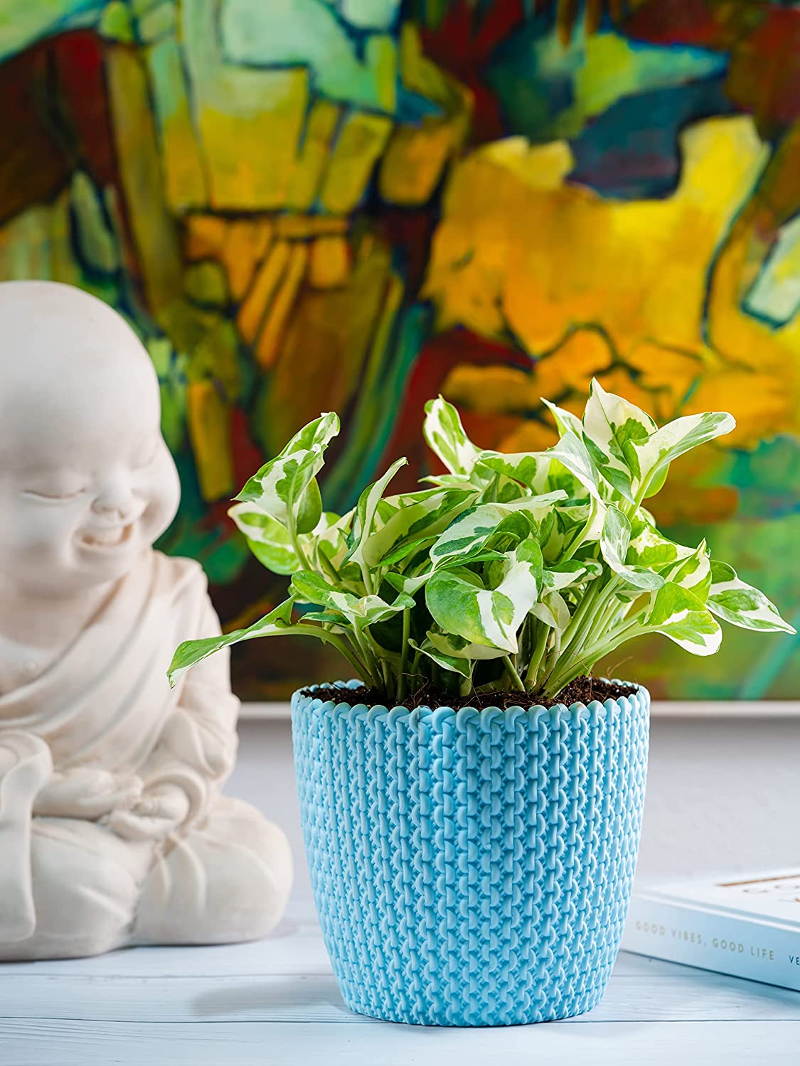 Marble Money Blue 0 Fiber Pot