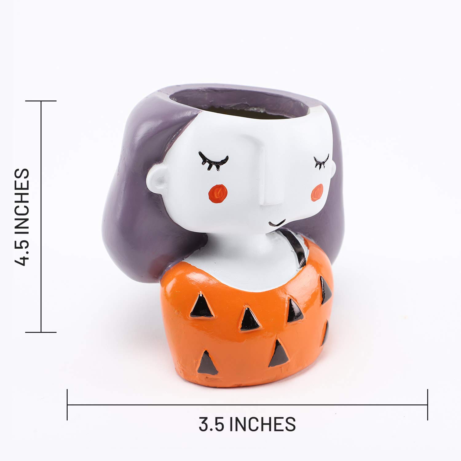Peace Lily & Money Plant in Girl Resin Pot 4.5 X 3.5 Inches Set of 2 - D