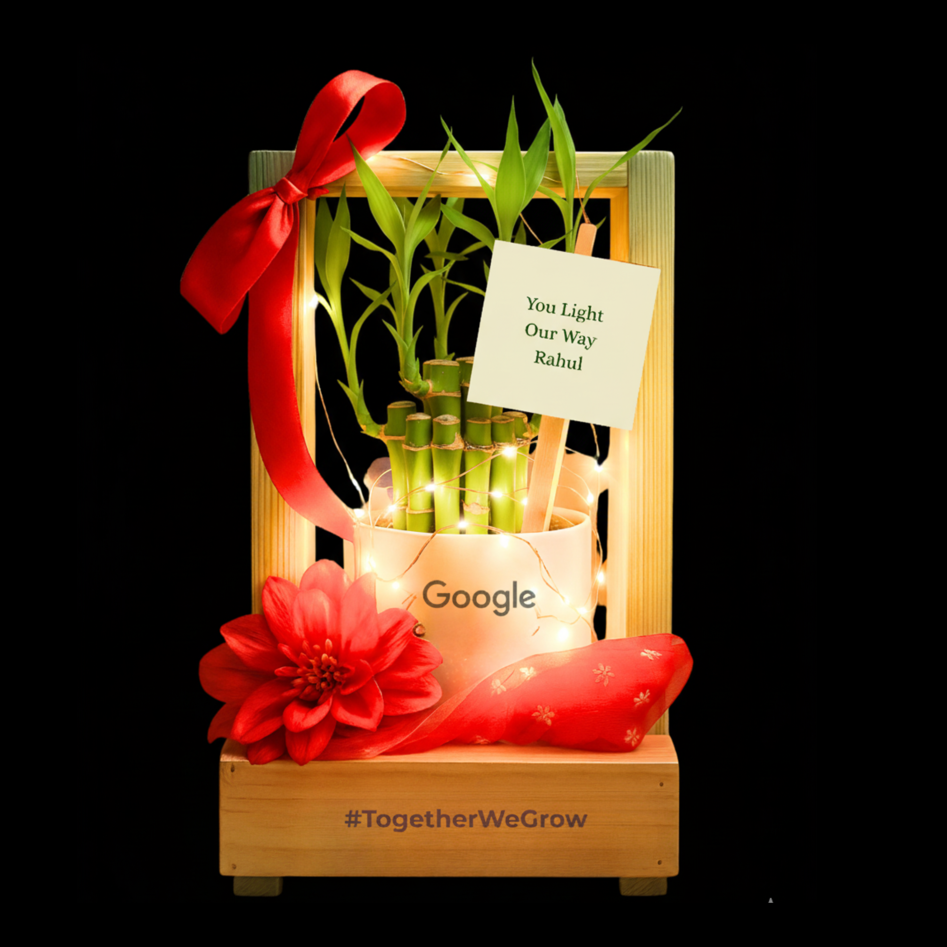 lucky bamboo wooden frame gift